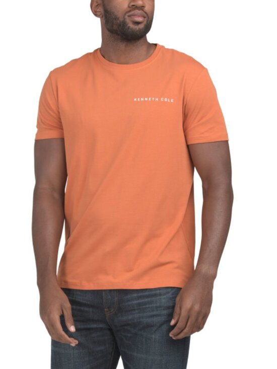 KENNETH COLE Copper Stretch Tee With Chest Logo - Picture 1 of 2